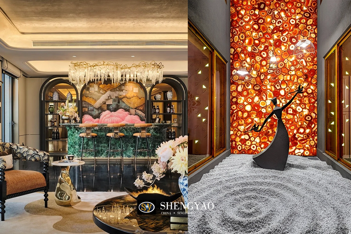 semi precious stone slab high-end interior projects