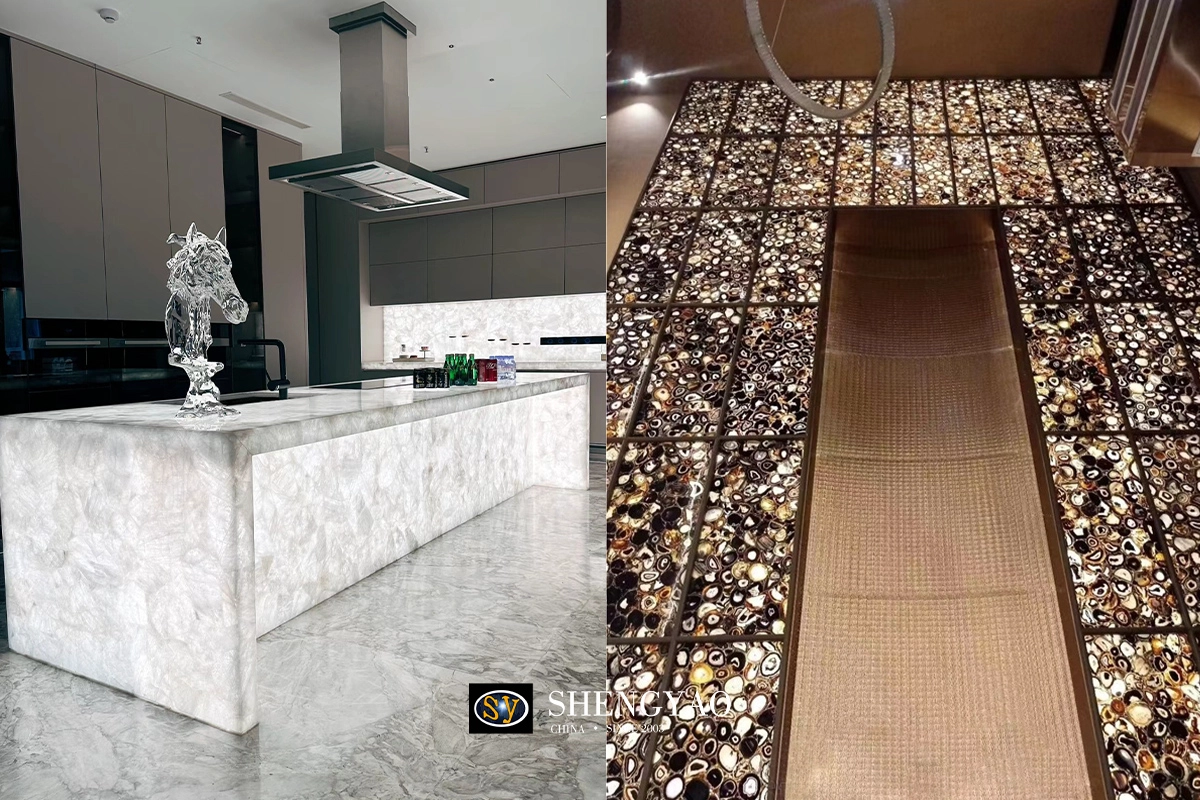 Translucent Semi Precious Stone For Island Wall