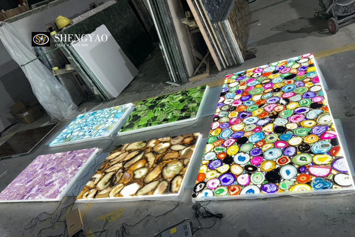 Wholesale translucent semi precious stone slab