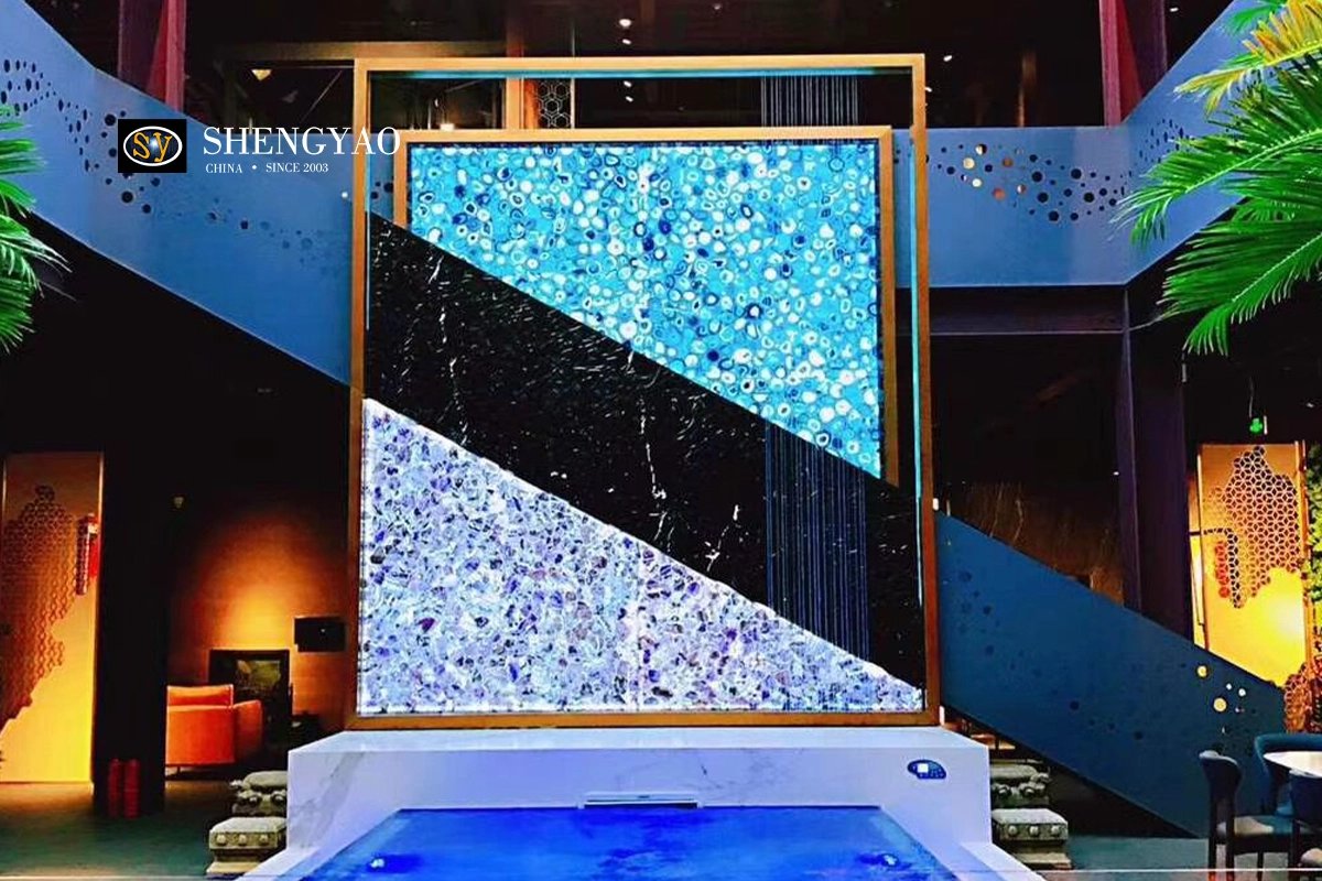 backlit semi precious stone slab