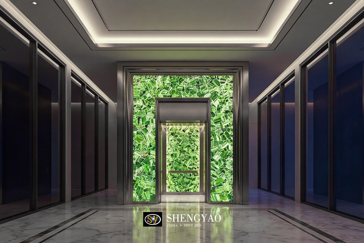 backlit semi precious stone wall panel