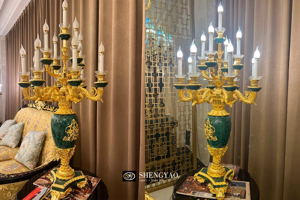 Malachite & Brass Inlaid CandleHolder