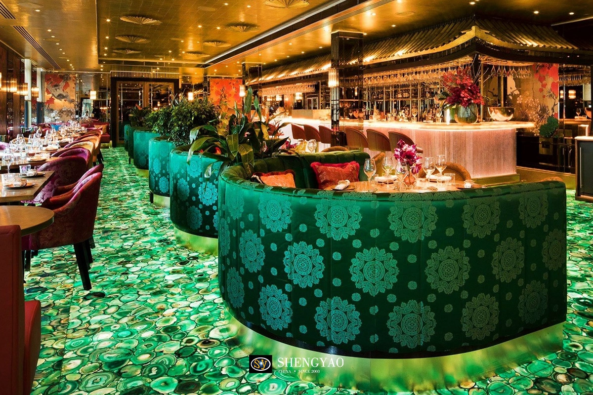  piso retroiluminado de ágata verde luxuoso