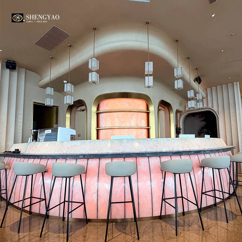 Bancone bar grande in cristallo bianco traslucido | Lingotto di pietre preziose personalizzato