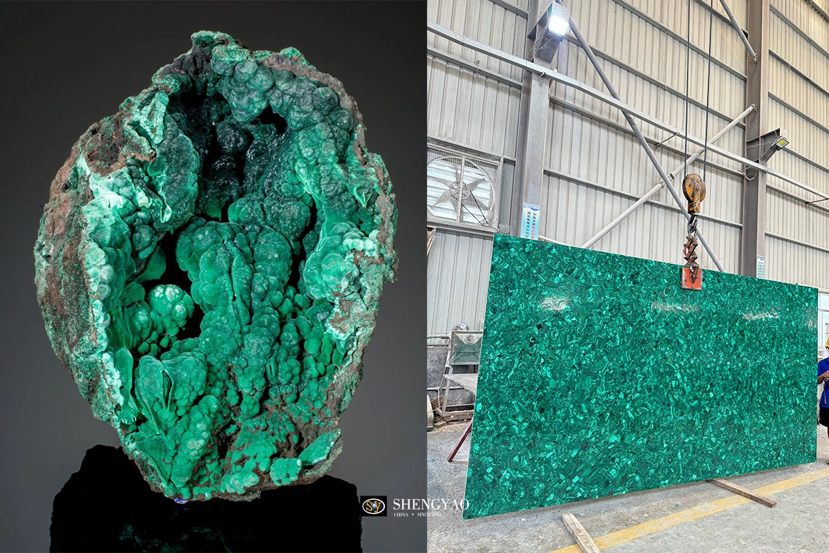  Lastra di malachite verde naturale