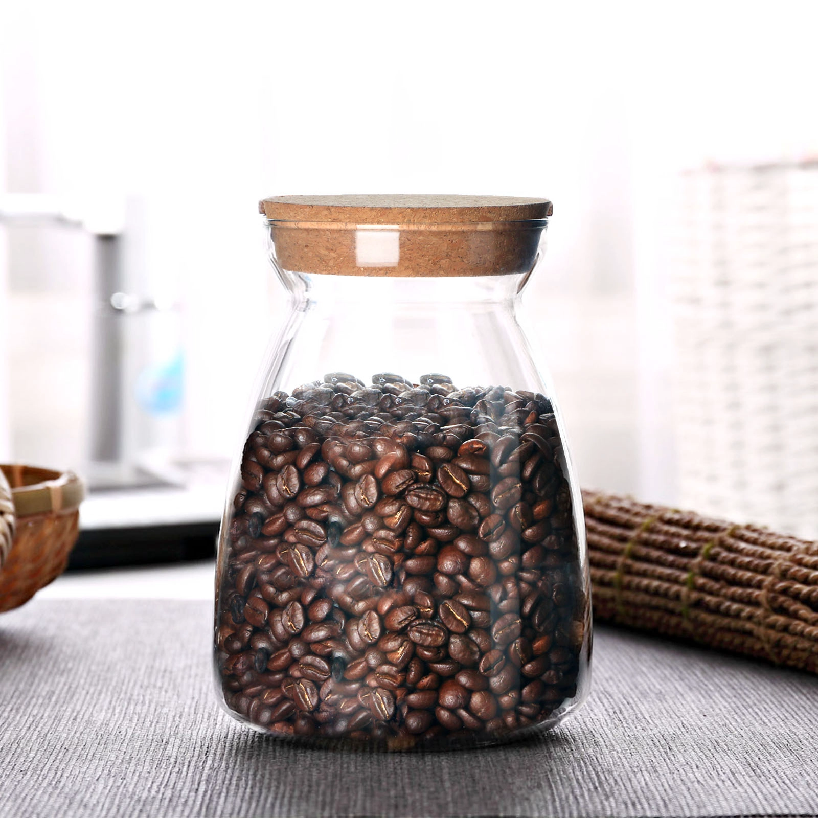 Cupwind 22 盎司玻璃食品储存容器,带密封竹盖