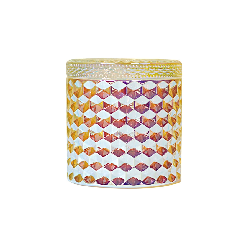 Lindo frasco de vela de diamante iridescente 12 onças
