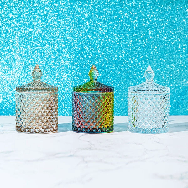 china geo cut glass candle jar wholesale