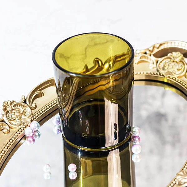 china olive green glass candle jar wholesale