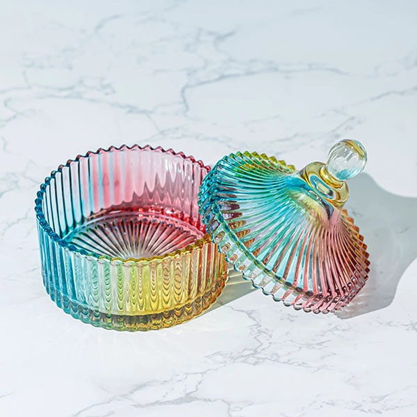 china glass candle jar with lid factory