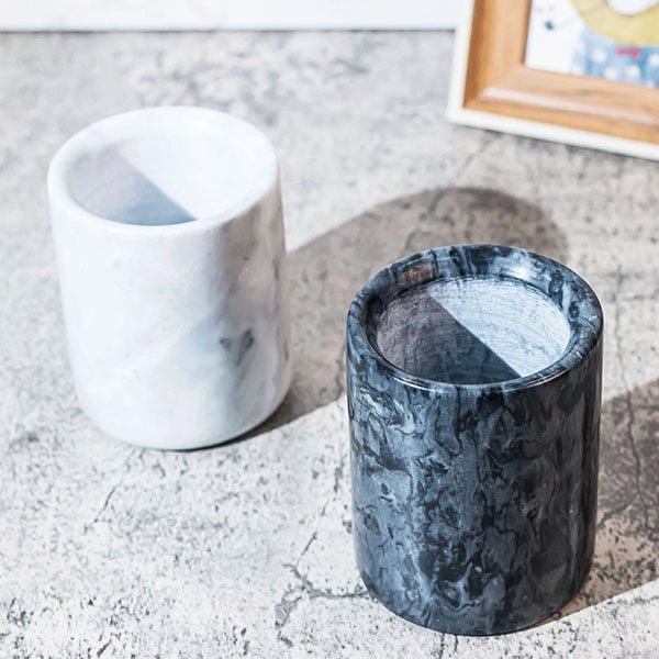 marble candle holder black
