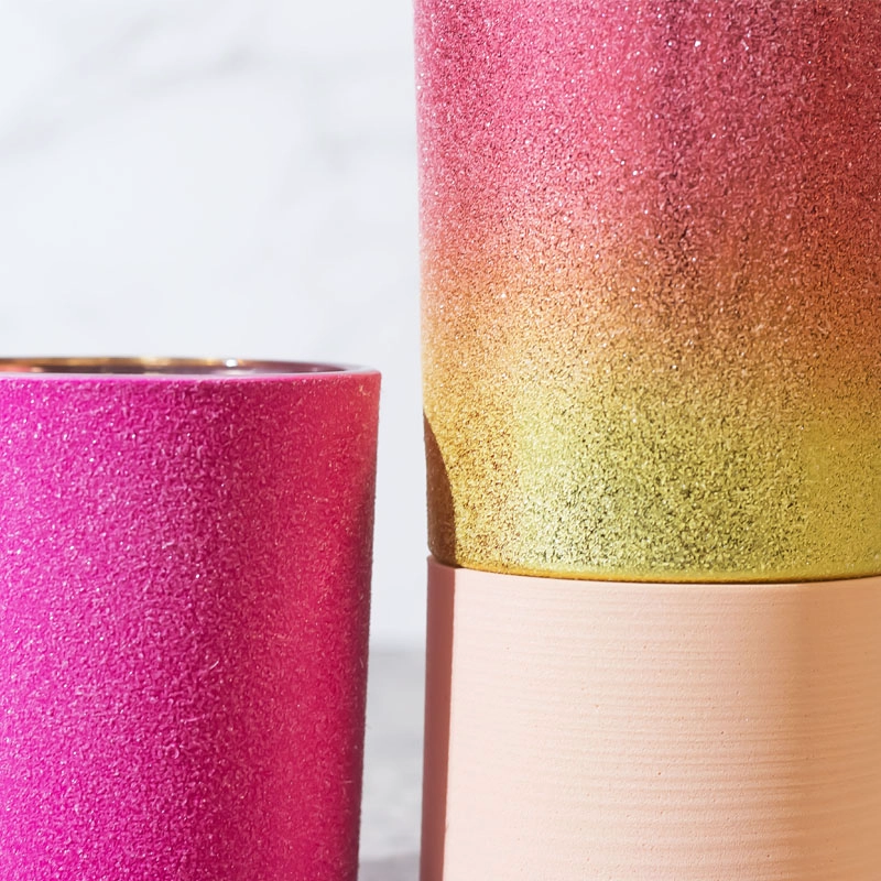 Luxuriöses pulverförmiges Kerzenglasgefäß mit Ombre-Sprays