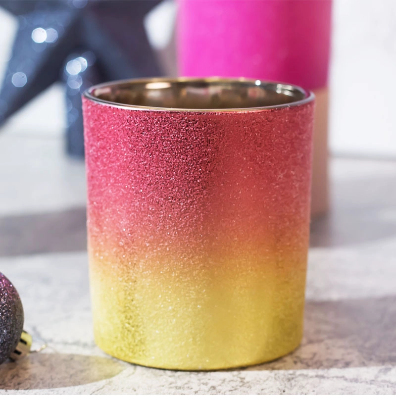 Luxuriöses pulverförmiges Kerzenglasgefäß mit Ombre-Sprays