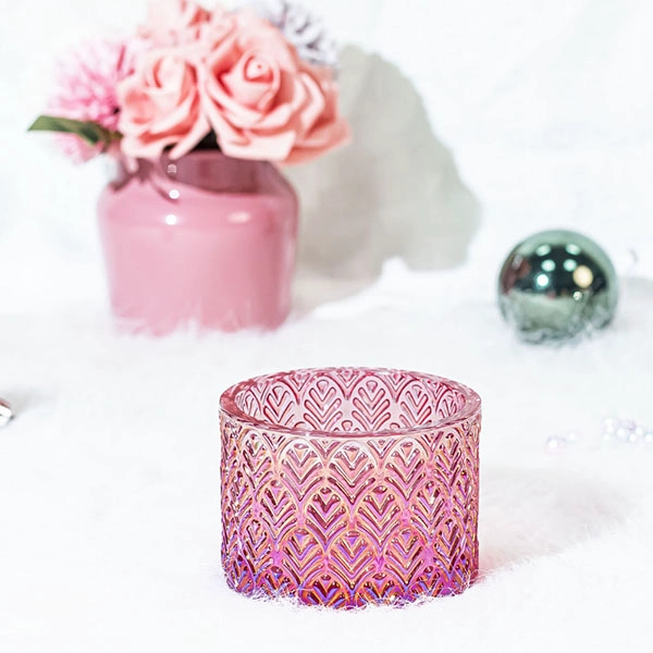 embossment glass candle holder