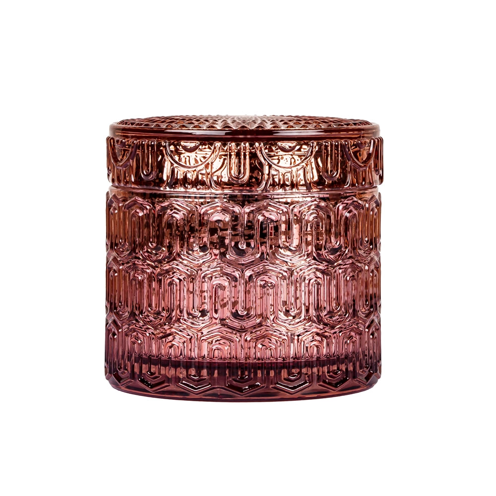 Pot à bougie au mercure texturé avec couvercle 6OZ