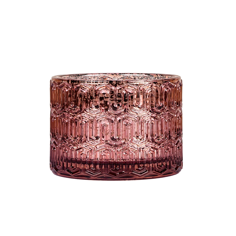 Pot à bougie au mercure texturé avec couvercle 6OZ