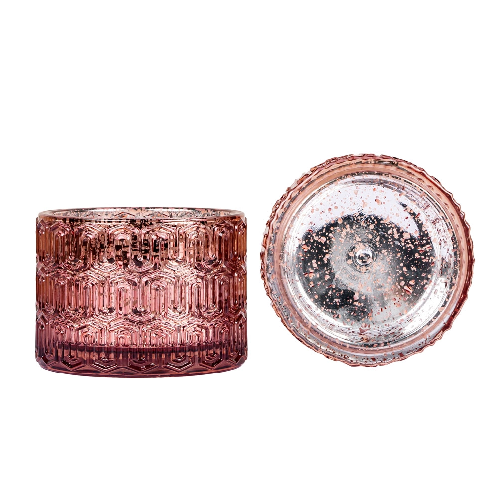 Pot à bougie au mercure texturé avec couvercle 6OZ