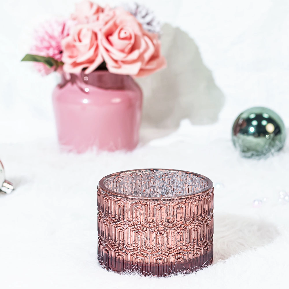 Pot à bougie au mercure texturé avec couvercle 6OZ