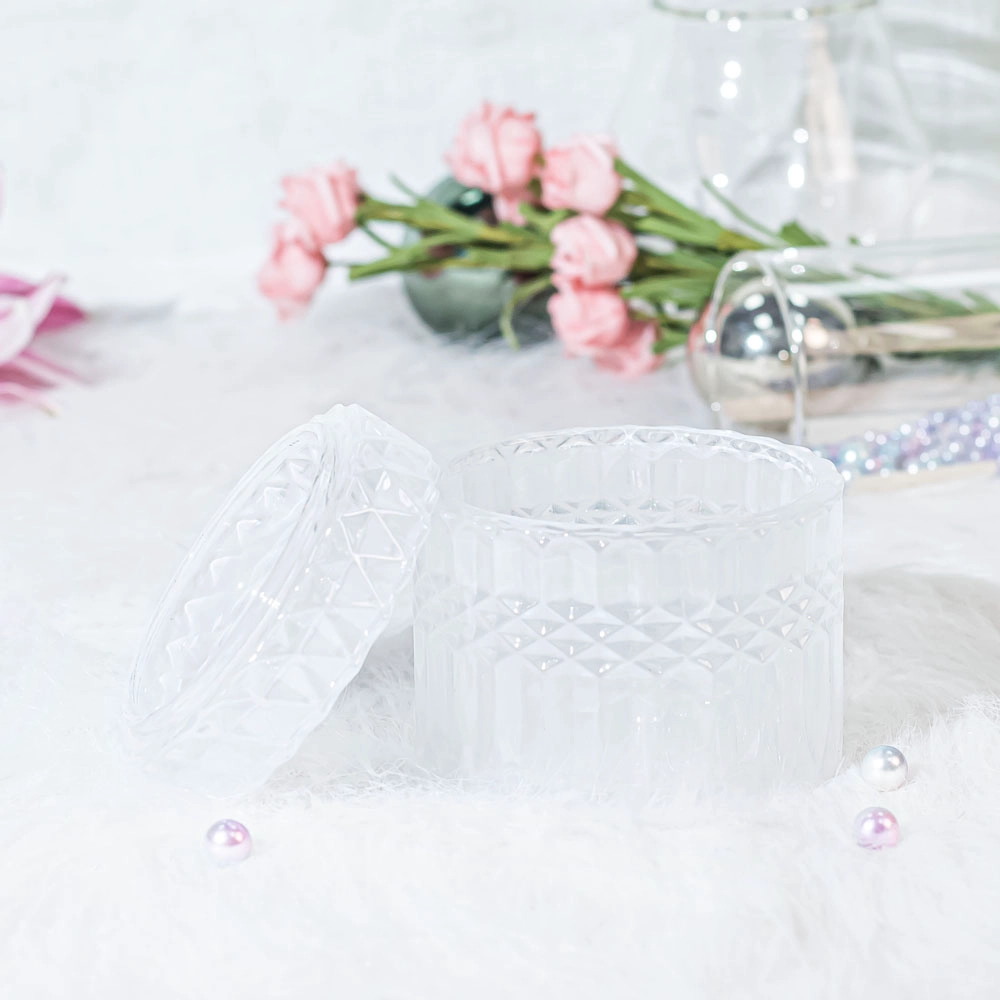 Sparkling Milk White Glass Jar mit passendem Deckel für Sojawachskerzen