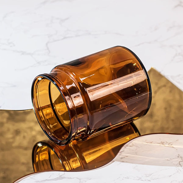 amber glass candle holder