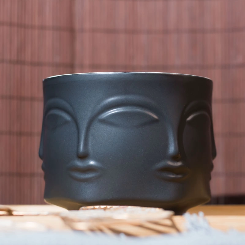 Home Decor Products Bulk Candle Holder Factory Matte Black Ceramic