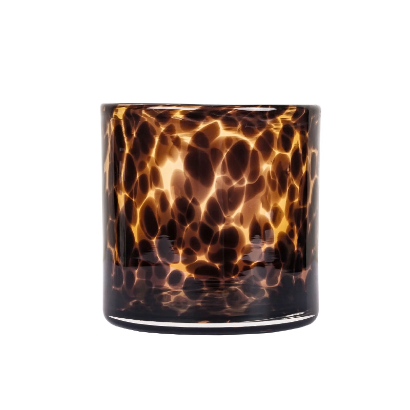 Bekas Lilin Hitam Coklat Berbintik Harimau Untuk Lilin Soya