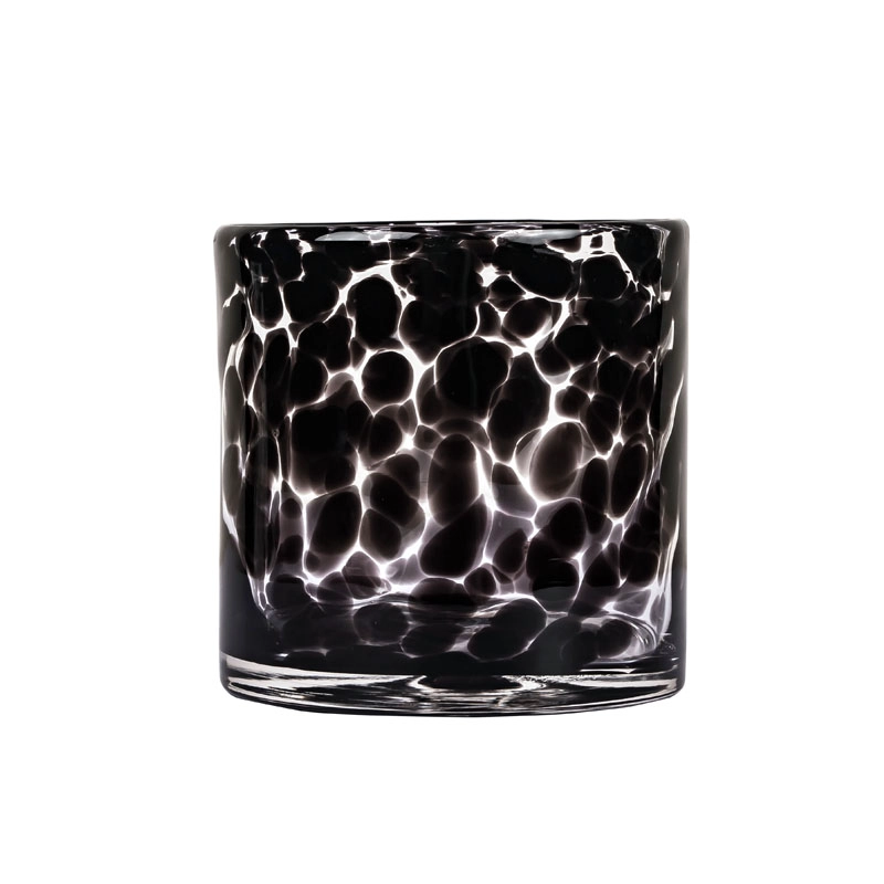 Leopard Spotted Smoke Black Glass Votive Tealight Lilin Pemegang Untuk Hiasan Rumah Moden