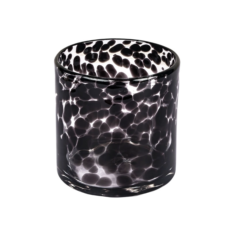 Leopard Spotted Smoke Black Glass Votive Tealight Lilin Pemegang Untuk Hiasan Rumah Moden