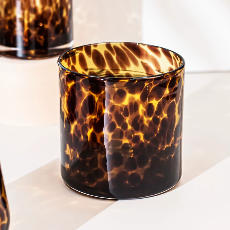 Bekas Lilin Hitam Coklat Berbintik Harimau Untuk Lilin Soya