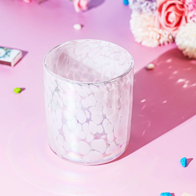 Luxury Handmade 9oz Glass Jar For Candles Making Pink Spotted - COPY - 58pl78