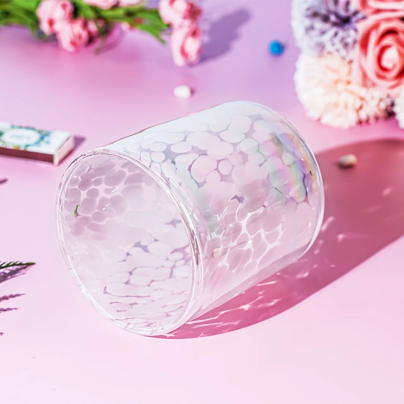 Luxury Handmade 9oz Glass Jar For Candles Making Pink Spotted - COPY - 58pl78
