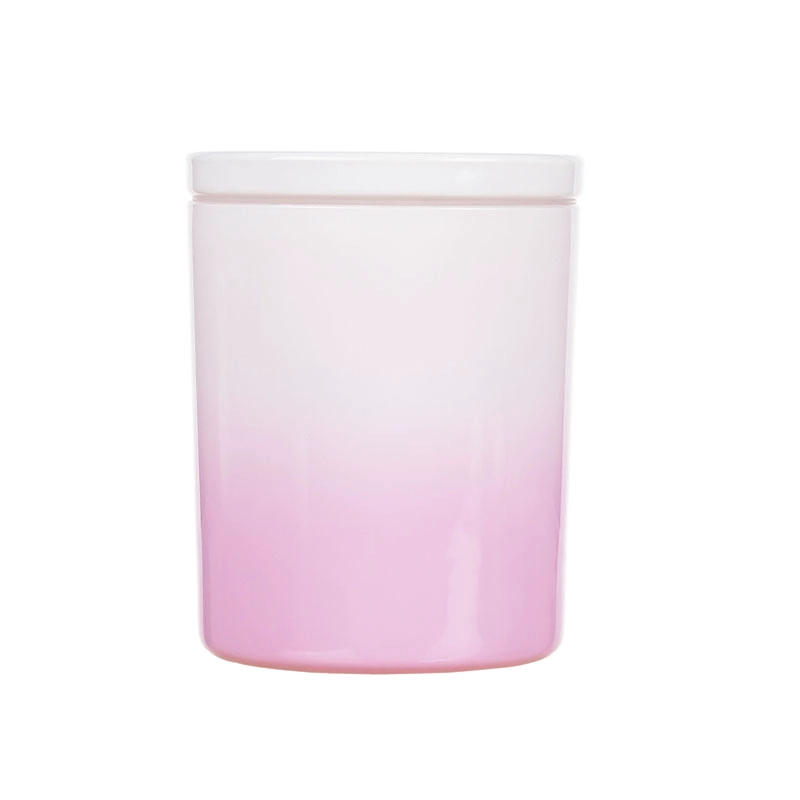Recipiente de vidrio con tapa para velas en aerosol degradado a granel de 11 oz
