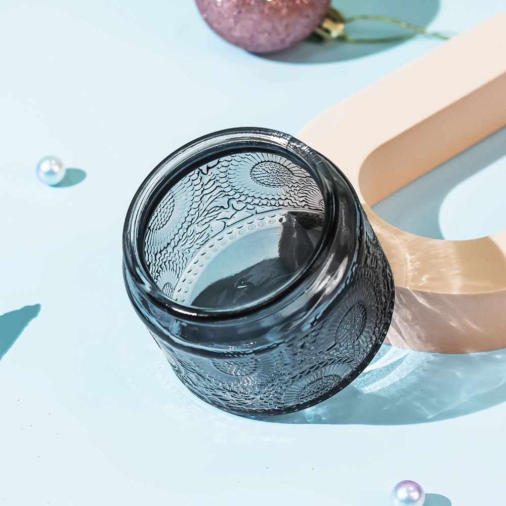 Premium Embossment Apothecary Jars with Printed Tin Lid Capacity 6oz - COPY - alulw9