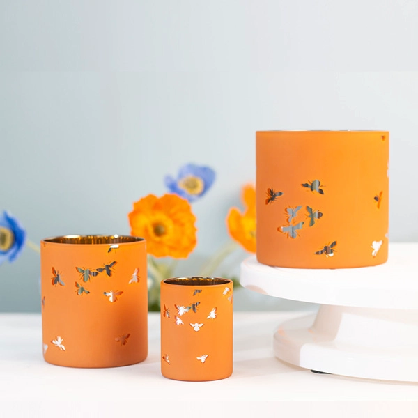 3oz Borosiliate Candle Holder Votive Orange