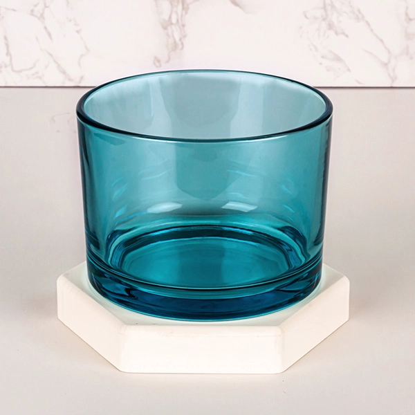 china blue glass candle jar wholesale