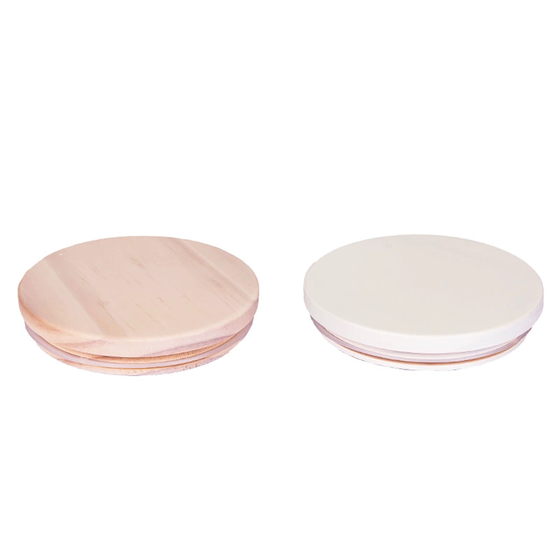 Tapa de madera blanca para tarro de vela de vidrio de 300 ml