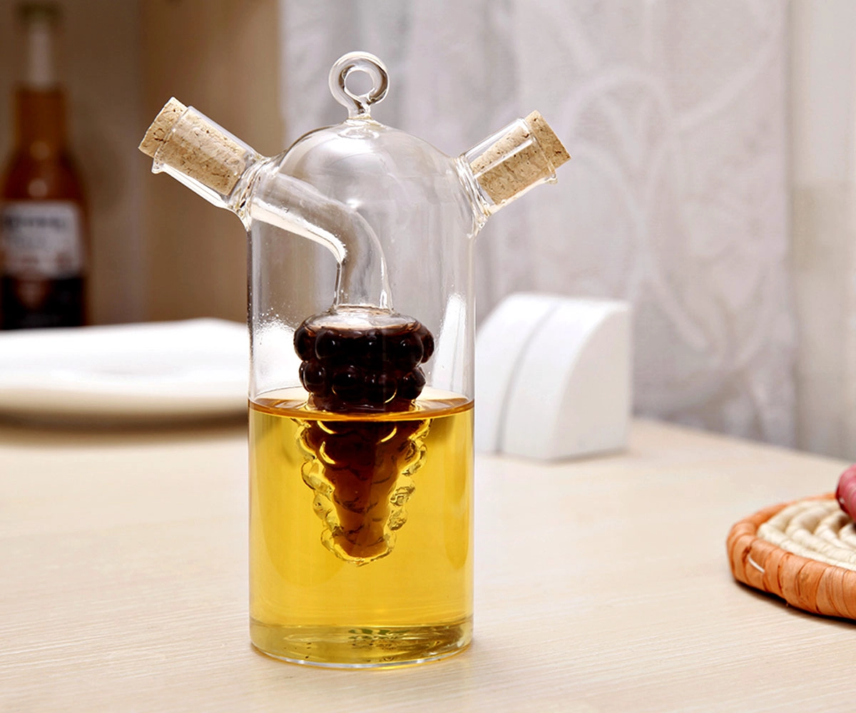 Minyak Motif Anggur Kaca Borosilikat dan Botol Dispenser Cuka Cruet