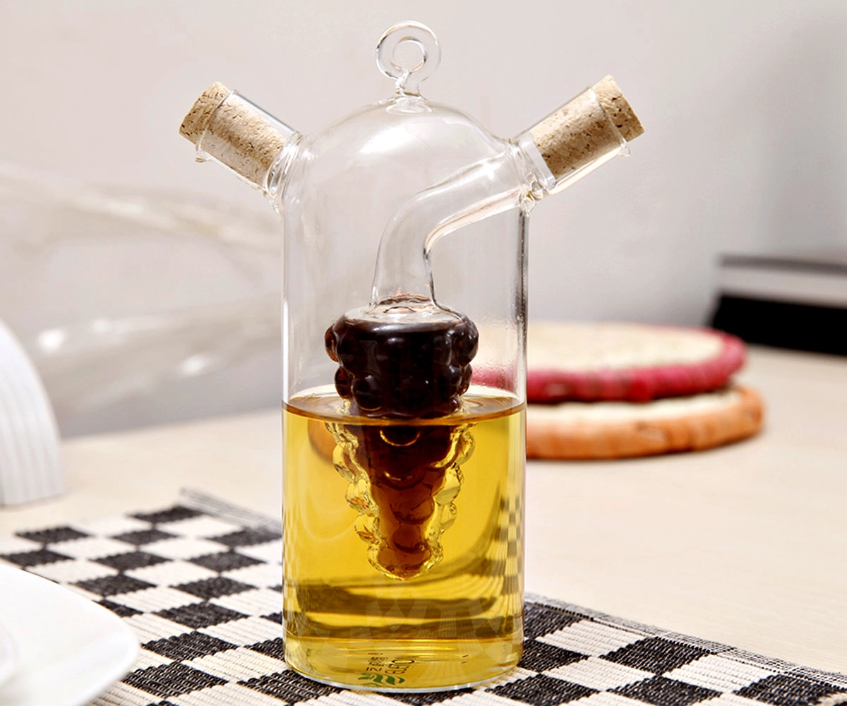 Minyak Motif Anggur Kaca Borosilikat dan Botol Dispenser Cuka Cruet