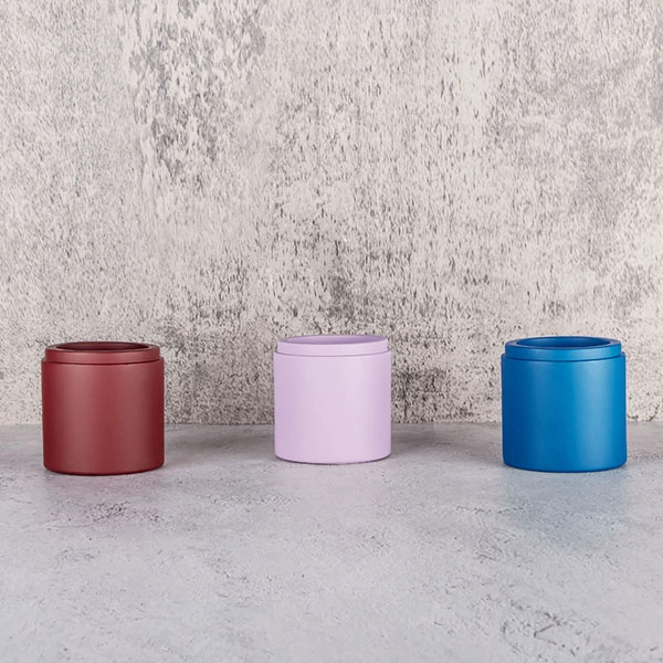 blue concrete candle jar