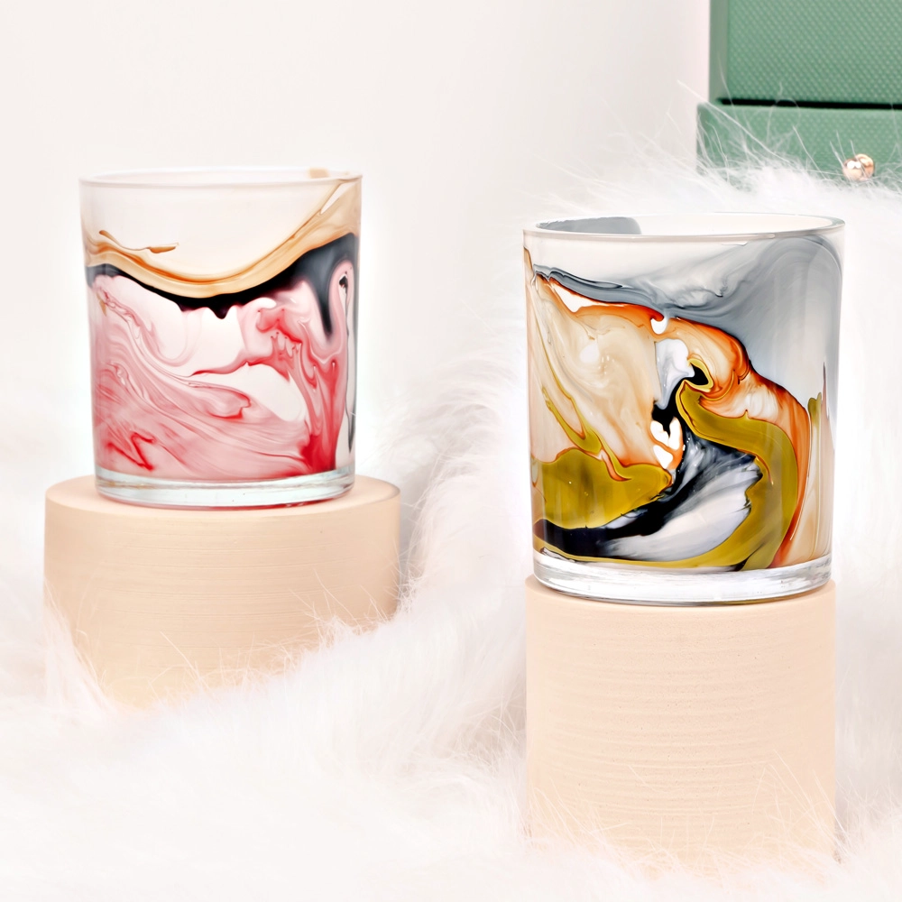 14oz Swirl Watercolor Glass Candle Holder