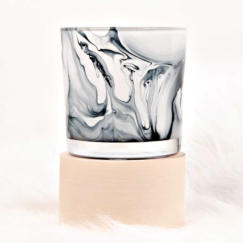 Marble Finish Glass Candle Holder Handmade
