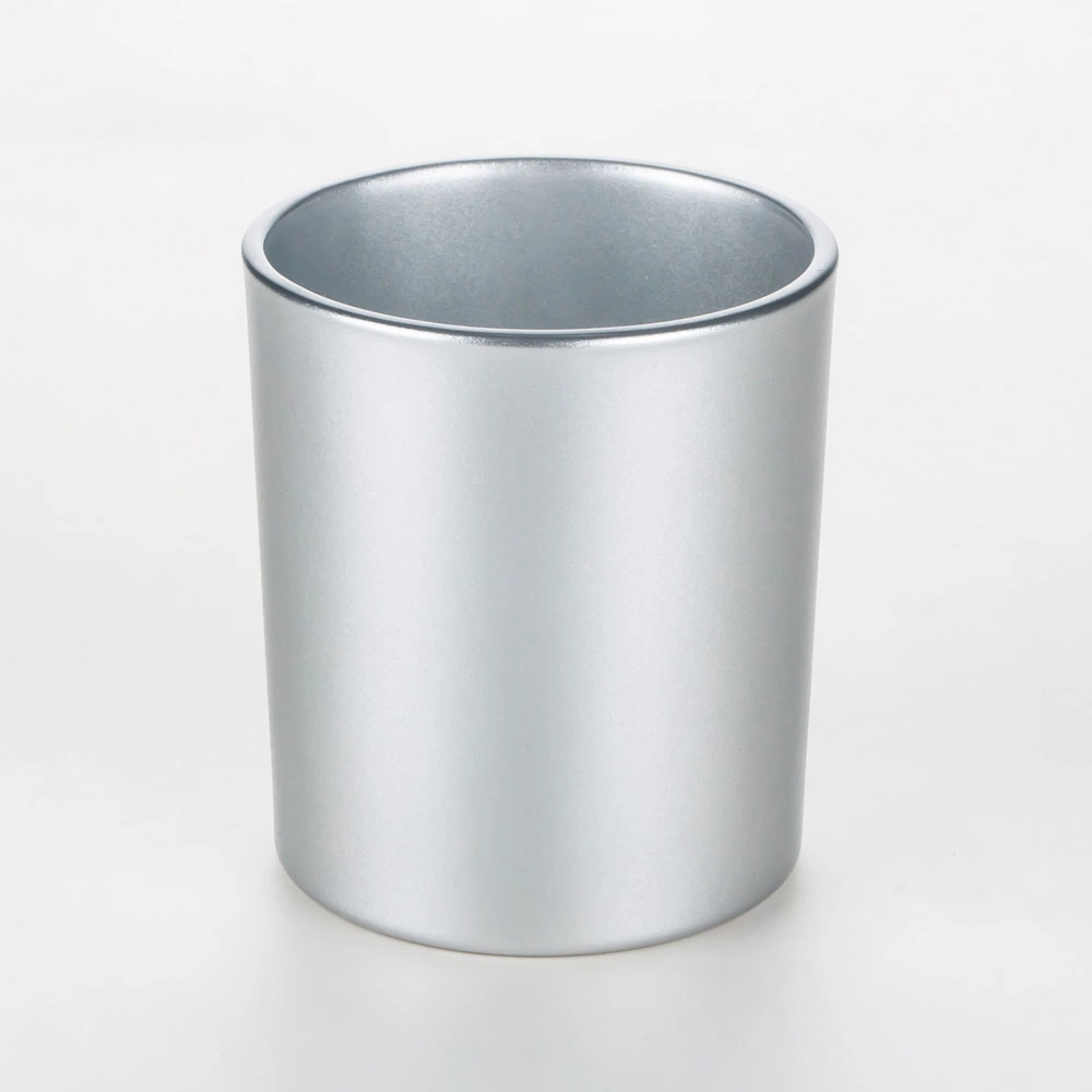 Frasco de vela de vidro prateado lacado perolado design de luxo