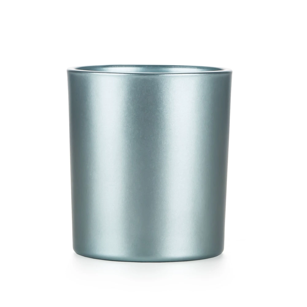 Vaso di candela in vetro verde lacca perlescente vuoto