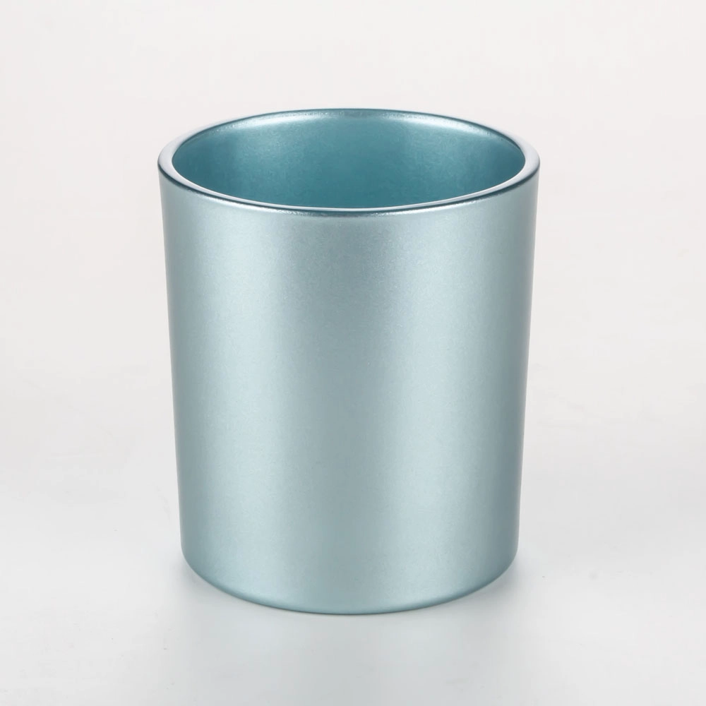 Vaso di candela in vetro verde lacca perlescente vuoto