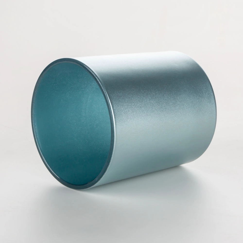 Vaso di candela in vetro verde lacca perlescente vuoto