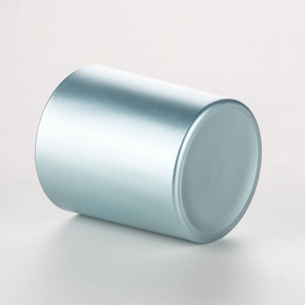 Vaso di candela in vetro verde lacca perlescente vuoto