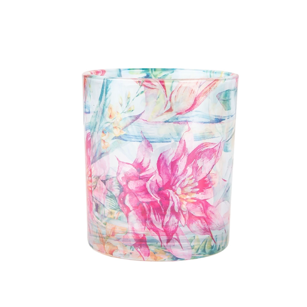 China Heat Transfer Printing Glass Candle Jar 8oz for Floral Scented Candles manufacturer
