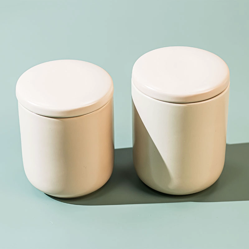 Custom Coconut Milk Mango Ceramic Candles Holder With Lid