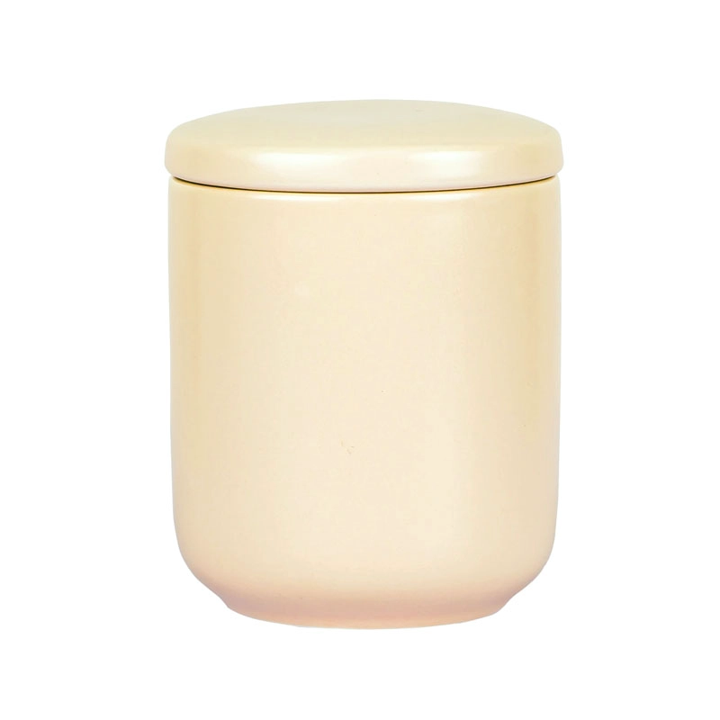 Custom Coconut Milk Mango Ceramic Candles Holder With Lid