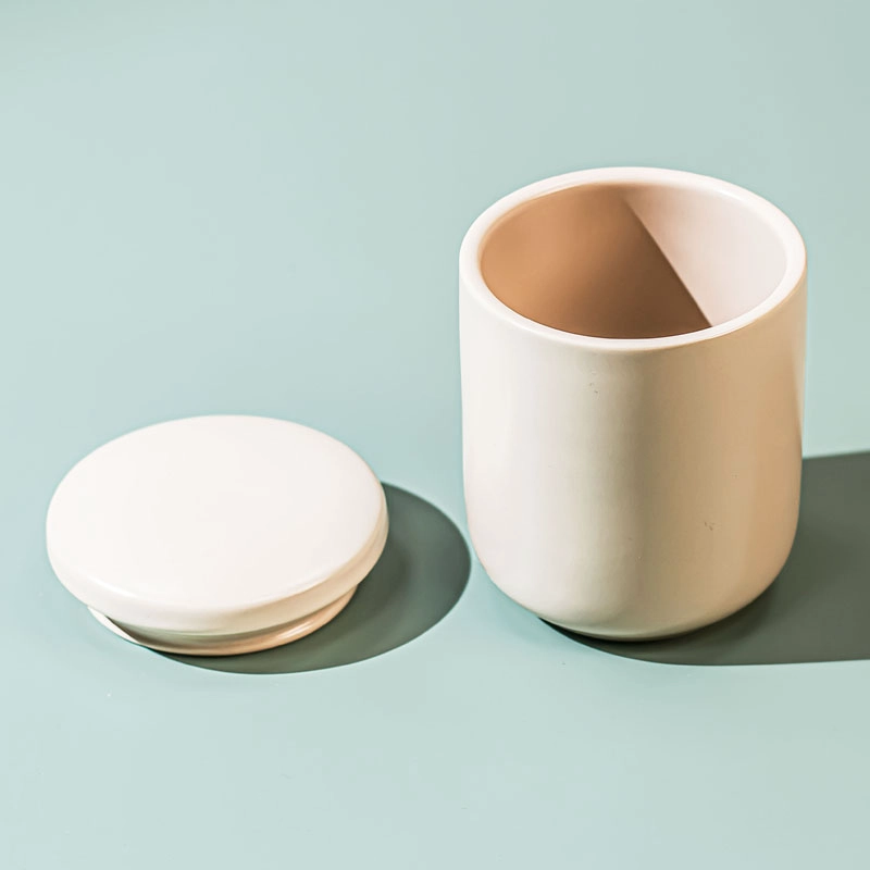 Custom Coconut Milk Mango Ceramic Candles Holder With Lid